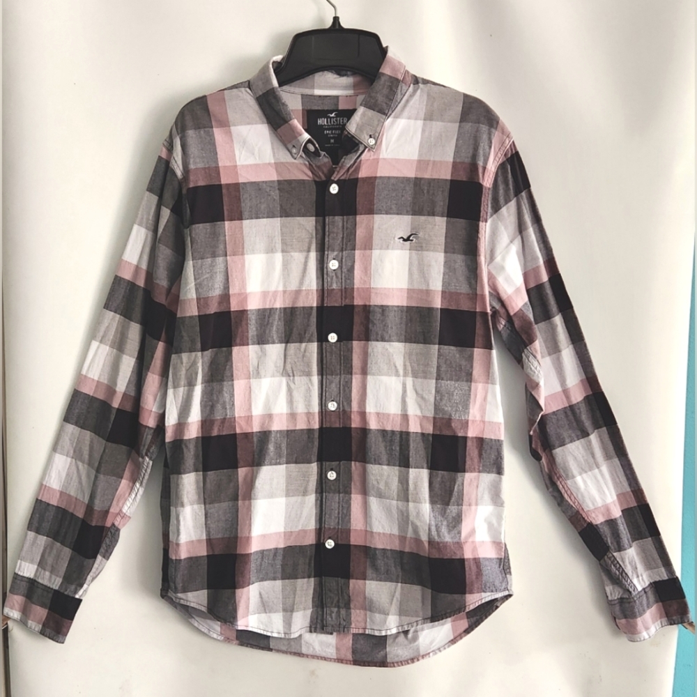 Hollister California Epic Flex Stretch Women's Plaid Shirt Size M